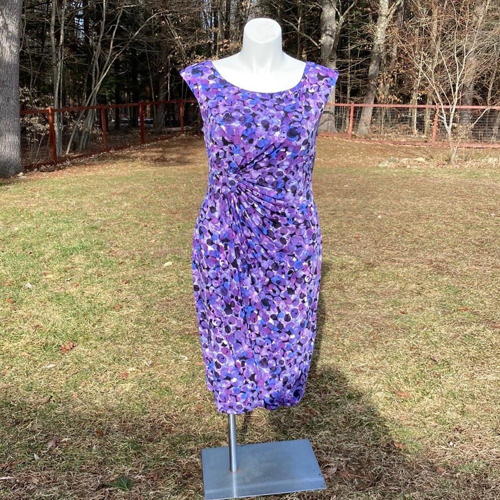 connected apparel Purple Floral Midi Dress